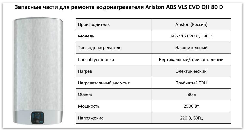 Купить запчасти Ariston ABS VLS EVO QH 80 D в Магнитогорске